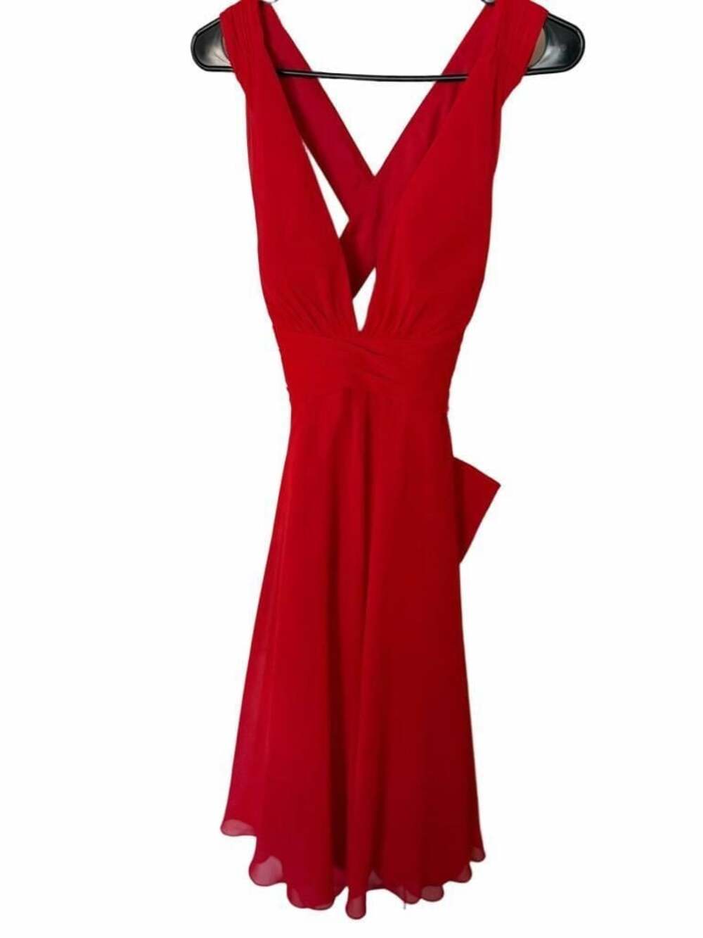 JJ's House V-Neck Sleeveless A-Line Chiffon Dress with Bow Detail